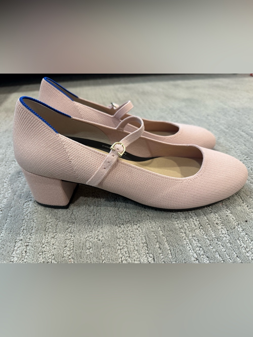 Rothy’s The Mary Jane Heel Ballerina Pink Knit Block Heel Shoes Size 13